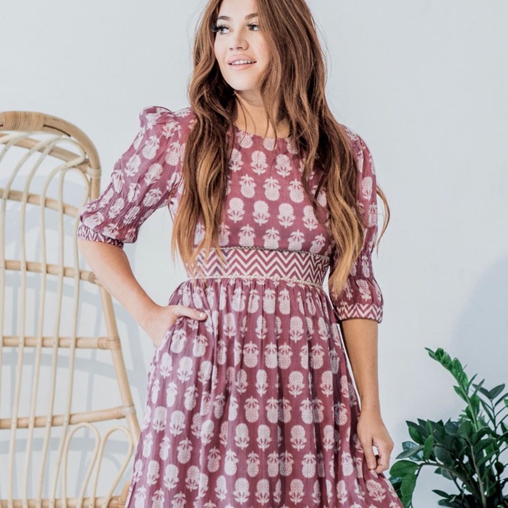 Ethically made Artisan crafted Haven block printed dress